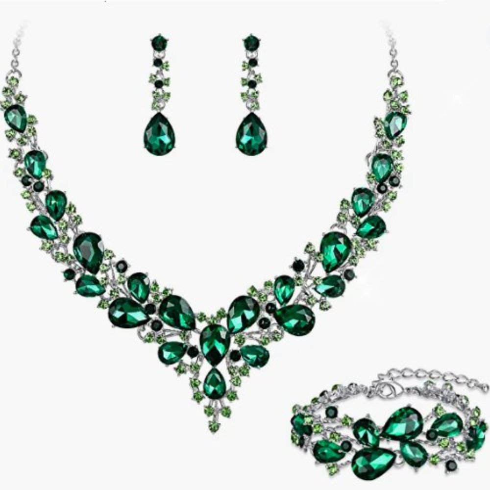 NEW Sparkling Bling Swarovski Crystal Rhinestone Wedding Necklace Set + …